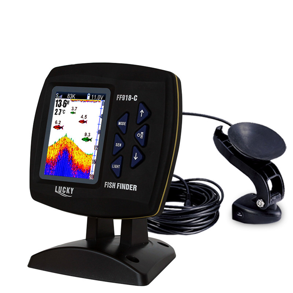 Fish Finder Transducer - Цветной экран, проводной рыболокатор FF918-C100DS, двухчастотный,