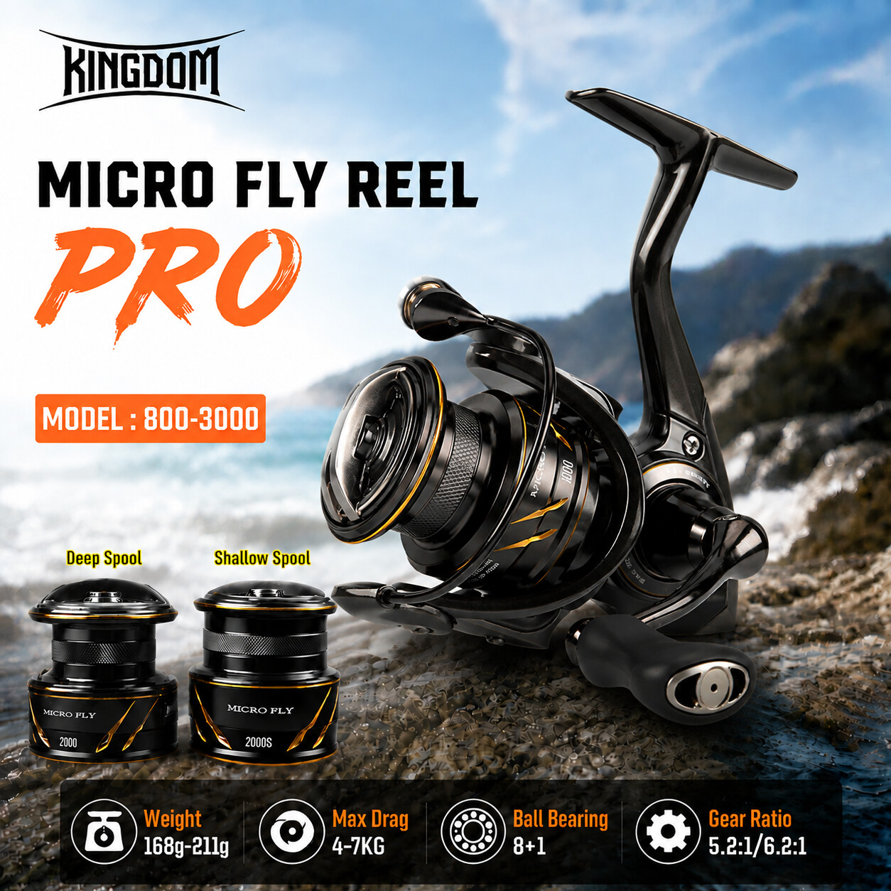 Abu Garcia Reel Max - Рыболовная спиннинговая катушка Kingdom Micro Fly